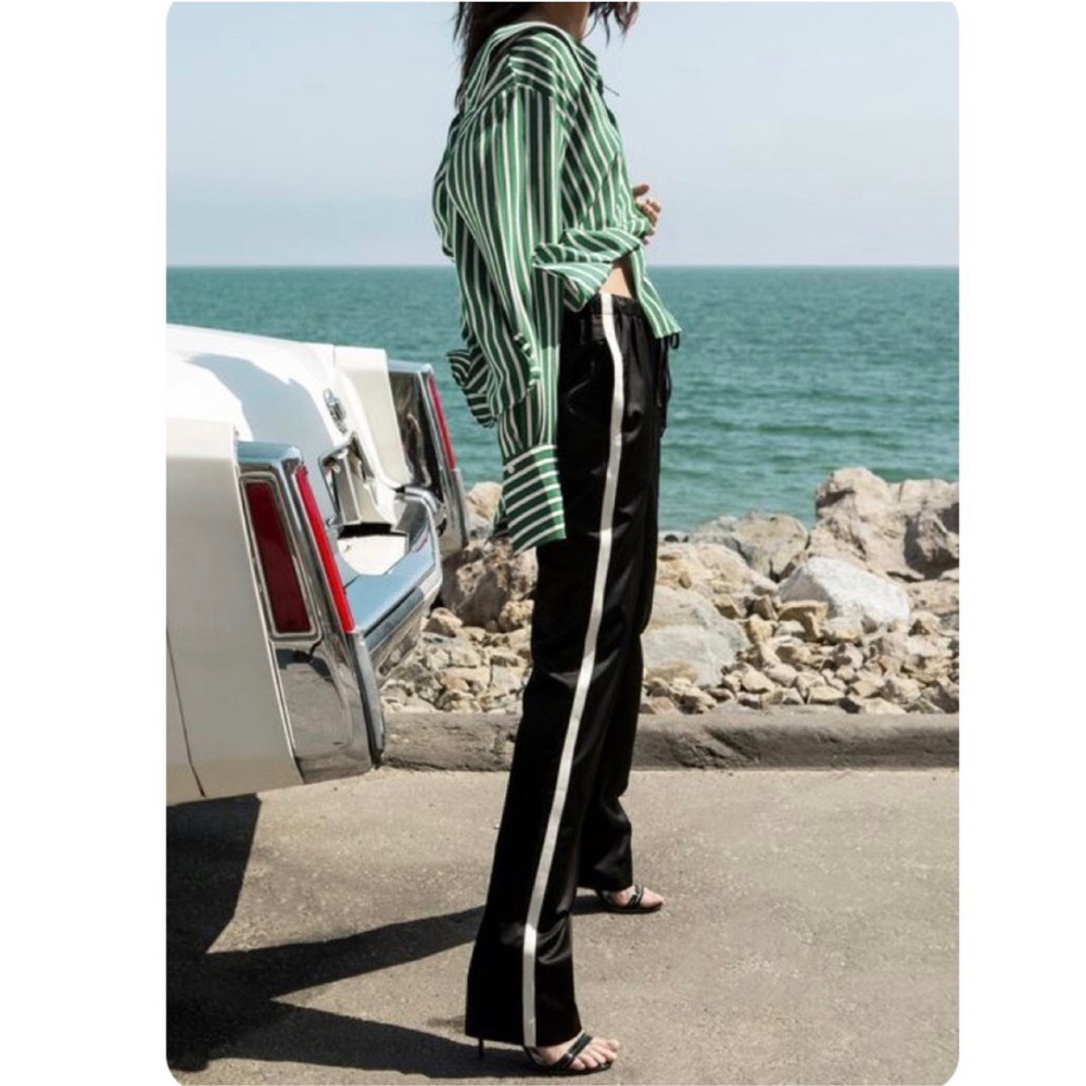 Robert Rodriguez Elevated Drawstring Pants Black/White Side Stripe Size XS